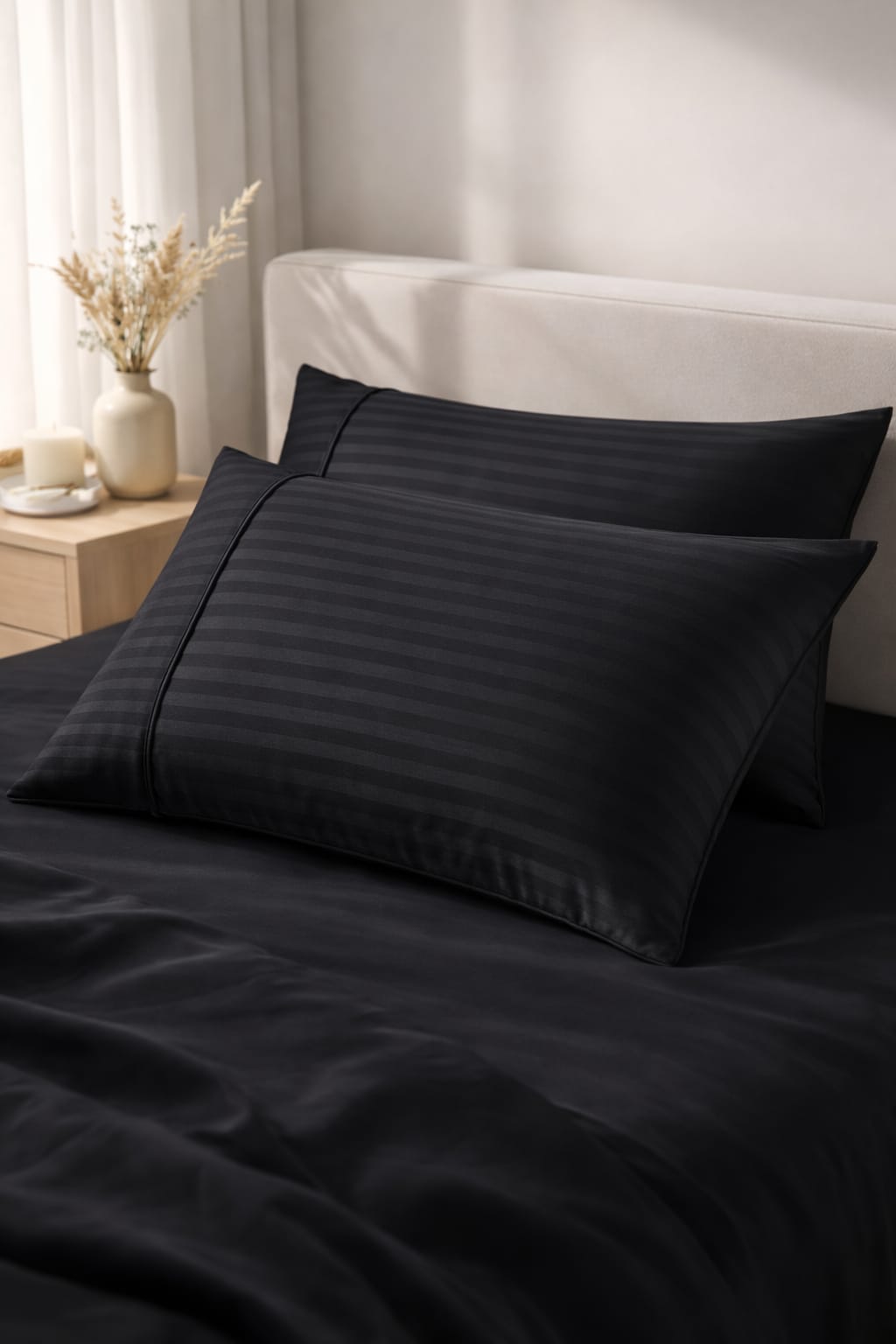1 PAR DE FUNDAS PARA ALMOHADAS ( llega mismo color de la sabanas )