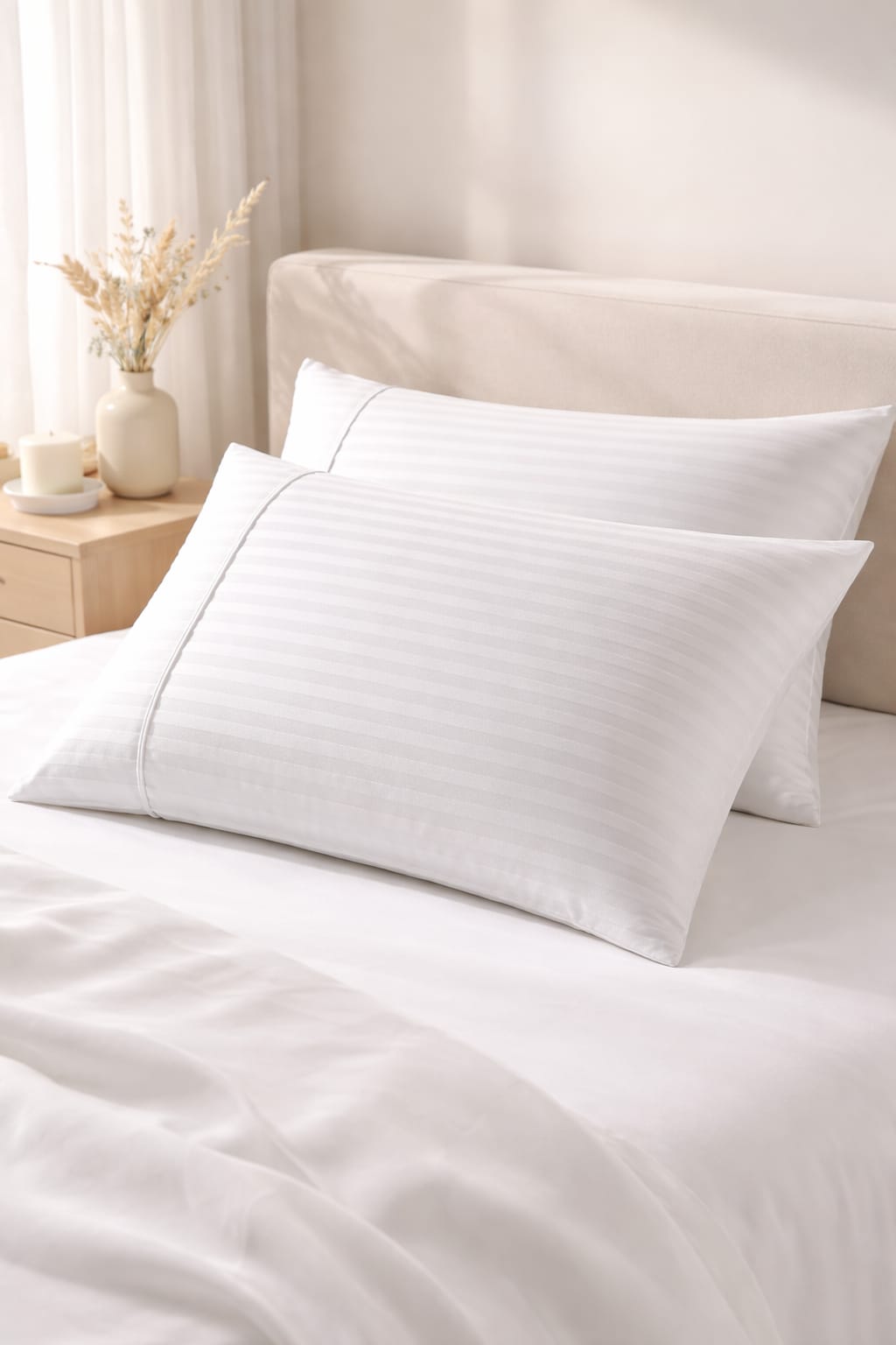 1 PAR DE FUNDAS PARA ALMOHADAS ( llega mismo color de la sabanas )