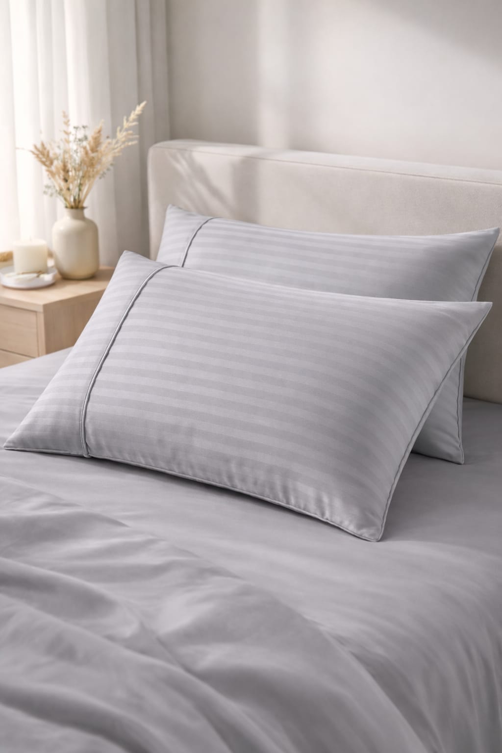 1 PAR DE FUNDAS PARA ALMOHADAS ( llega mismo color de la sabanas )